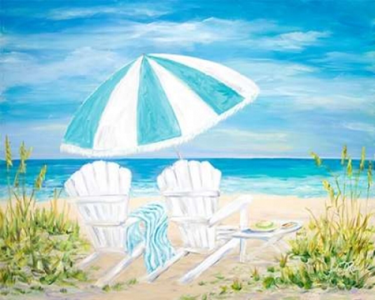 Beach Umbrella Poster Print by Julie DeRice - Item # VARPDX9806